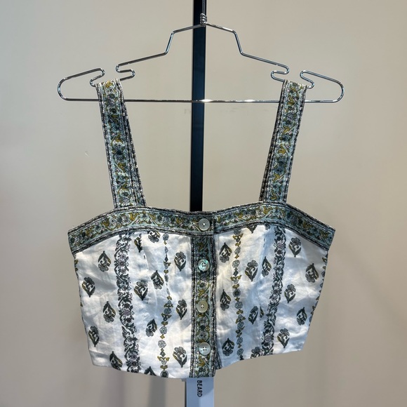 Veronica Beard Tops - Veronica beard white floral Milton crop top boho coastal new 2 XS Spring Summer